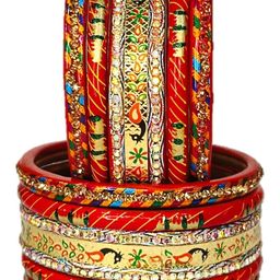 Anshi Creations Set of 10 Stoned Studded Lac Bangle-26