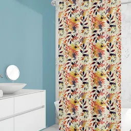ArtzFolio Cream & Orange Printed Shower Curtains-image-81
