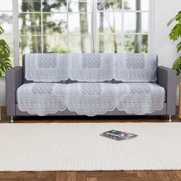 Myntra Elegant Homes White 6 Pieces Printed Cotton Sofa Covers-image-79