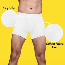Heelium Pack Of 3 Mid-Rise Breathable Trunks DUP-P3-KEYHOLETRK-WHT-S image 3
