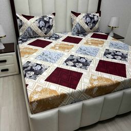 Pure Decor Amulya White & Maroon Floral Printed 350 TC Queen Bedsheet Set 2.28 m X 2.54 m-image-46