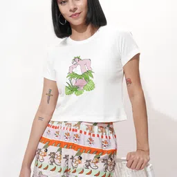 Tokyo Talkies Women Printed Round Neck T-shirt & Shorts Pure Cotton Night Suit-picture-53