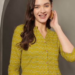 HERE&NOW Women Floral Printed Gathered Cotton Top-picture-7