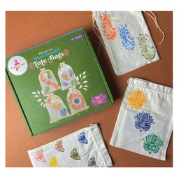 Kalakaram Make Your Own Block Printed Tote Bag DIY Activity Box - Multicolour image 2