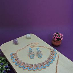 VATSALYA creation Rose Gold-Plated Artificial Stone Studded Jewellery Set-image-95