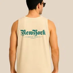 VEIRDO Typography Printed Pure Cotton Oversized Basic InnerVest-image-94