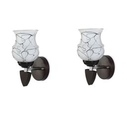 1ST TIME Pack Of 2 Black & White Glass Cylinder Shaped Wall Lamp-picture-36