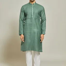 Arihant Rai Sinha Men Regular Linen Kurta with Trousers-53