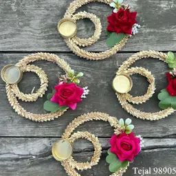 Sellplus 4Pcs Green & Red Floral Candle Holder-picture-11
