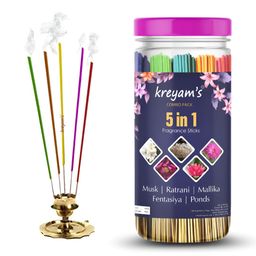 kreyam's Green & Pink 5-In-1 Fragrance Pooja Incense Sticks-image-78