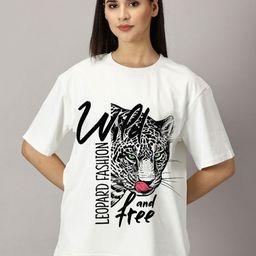 Rodzen Typography Printed Round Neck Short Sleeves Oversized T-shirt-image-86