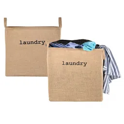 Myntra Elegant Homes Brown Printed Foldable Laundry Bag With Handles-45