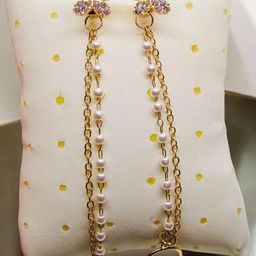 Butterfly Ear Cuff Crawler Pearl Chain Drop Stud Earrings-image-49