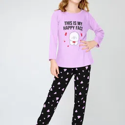 Zeyo Girls Graphic Print Pure Cotton Night suit-image-77