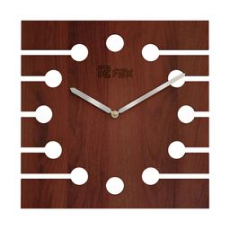 12 fox Coffee Brown Wooden Analogue Wall Clock-image-96