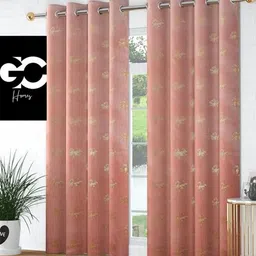 Myntra Elegant Homes Set of 2 Pink & Gold-Toned Floral Door Curtains-picture-7