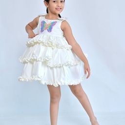 ArthLife Girls Ruffle Detail Above Knee Length Fit & Flare Dress-image-92
