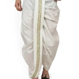 FANZI Men Silk Dhoti Pant with Lace Work-picture-42