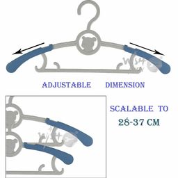 Wishkey Telescopic Adjustable Anti Slip Plastic Hanger with Hooks Set of 12 - Multicolor image 3