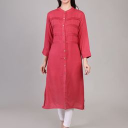 DELIS Band Collar Pin Tucks Kurta-picture-57