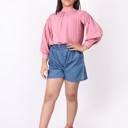 SILK SPARROW Girls Embellished Top with Shorts-image-11