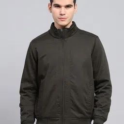 Monte Carlo Men Mock Collar Solid Cotton Casual Bomber Jacket-48
