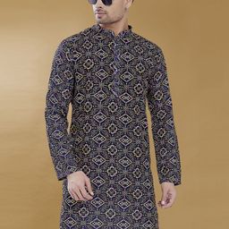 PulseIQ Men Bandhani Embroidered Kurta-image-90