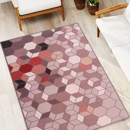 MODEFE Peach-Coloured Geometric Anti-Skid Nylon Carpet-22