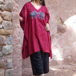 LetsDressUp Women Maroon Rayon Kurta & Black Palazzo-image-0