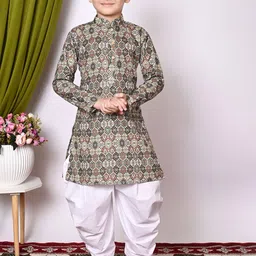 NFC CREATION Boys Embroidered Regular Sequinned Kurta with Patiala-12