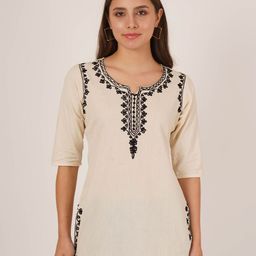 Brownverse Embroidered Cotton Top-image-8