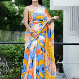 Munir Floral Pure Cotton Designer Bagru Saree-image-92