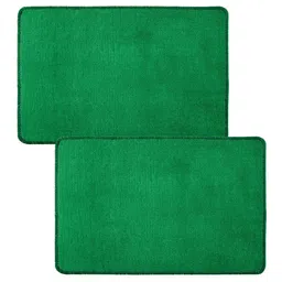 Kuber Industries 2-Pcs Green Woolen Rectangular Anti-Skid Door Mats-86