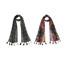 StoleVilla Women's Printed Designer Chiffon Stoles and Scarf (Multicolor) - Pack of 6-image-17