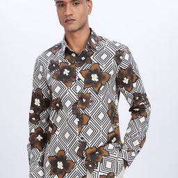 Eszett Floral Printed Long Sleeves Cotton Shirt-image-21