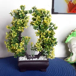 FOLIYAJ Yellow 1 Pieces Bonsai Artificial Plant With Pot-picture-9