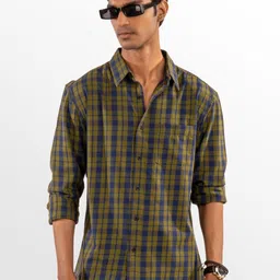 Eszett Tartan Checks Checked Spread Collar Cotton Shirt-picture-33
