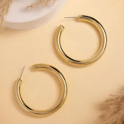 DressBerry Gold-Plated Circular Half Hoop Earrings-53