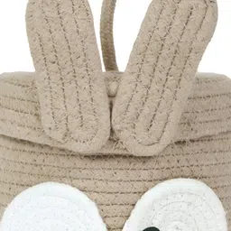 Myntra Elegant Homes Beige & White Foldable Reusable Multi-Utility Organiser With Lid image 2