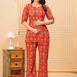 Nitvan Printed Pure Cotton Maternity Tunic With Trouser-picture-48