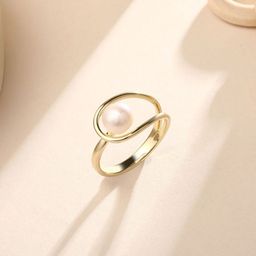Cierra 18KT Gold-Plated Pearl-Studded Adjustable Finger Ring-image-4