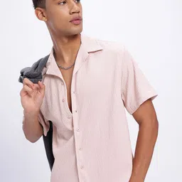 glitchez Chill Vibes Self-Textured Cuban Collar Relaxed Fit Shirt-image-29