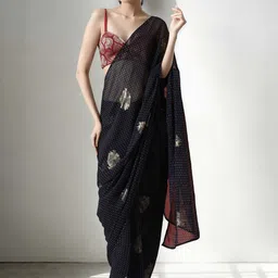 Peachmode Floral Pure Chiffon Saree-picture-37