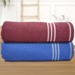 Aura Burgundy & Blue 2 Cotton 400 GSM Bath Towel-image-101