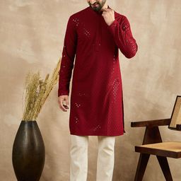 House of Pataudi Embroidered Straight Kurtas-image-91