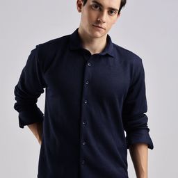 NEVER NEUD Men Standard Fit Spread Collar Textured Casual Shirt-image-64