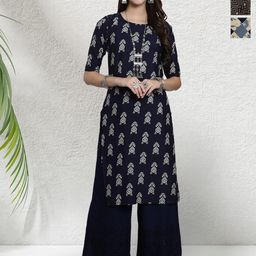 HERE&NOW Women Pack Of 3 Geometric Printed Daily Straight Kurtas-image-86