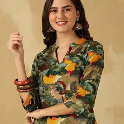 Anouk Rustic Print Mandarin Collar Top-image-55