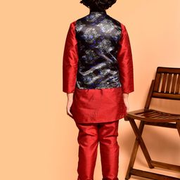 PRINTCULTR Boys Ethnic Motifs Printed Regular Kurta with Pyjamas image 4