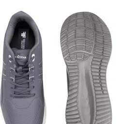 FEET FIRST Men Grey & White Colourblocked Leather Lace-Up Sneakers-picture-16